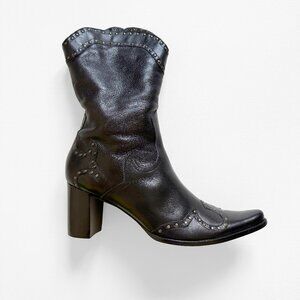 Matisse Leather Black Mid Calf Cowgirl Western Boot Heel Sz 10